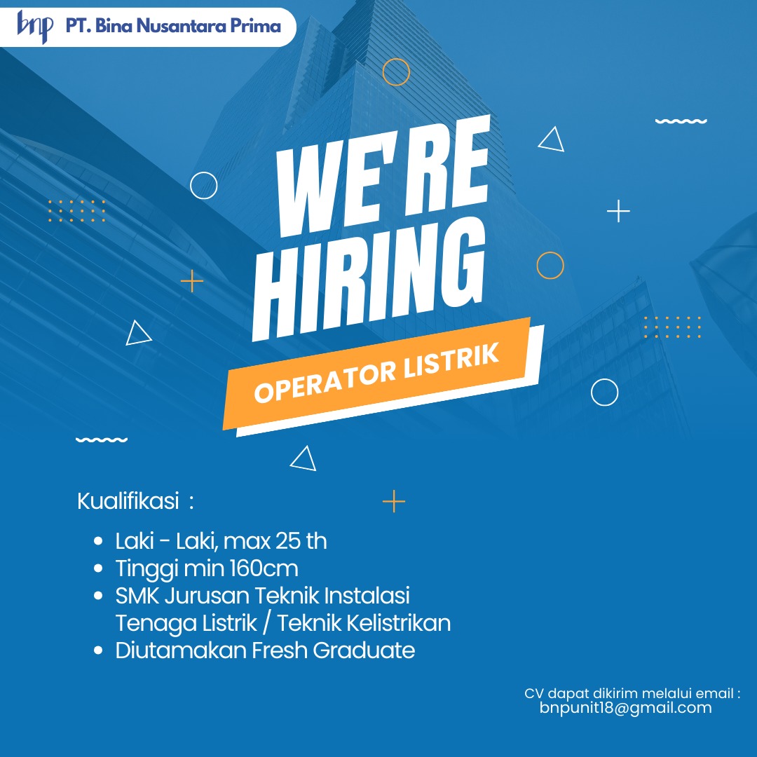 DIBUTUHKAN OPERATOR LISTRIK